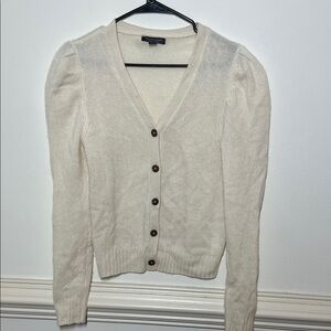 Saks Fifth Avenue Cream Button-Up Cardigan